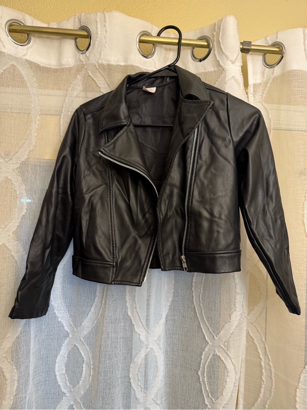 wonder nation Black Faux Leather Cropped Moto Jacket